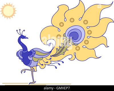 Peacock artistiche disegnate a mano Illustrazione Vettoriale