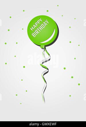 Un palloncino verde con desiderio di compleanno Illustrazione Vettoriale