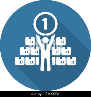 Leader di mercato e la relativa icona. Il concetto di business. Design piatto. Illustrazione Vettoriale