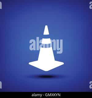 Cono stradale bianco su blu Illustrazione Vettoriale