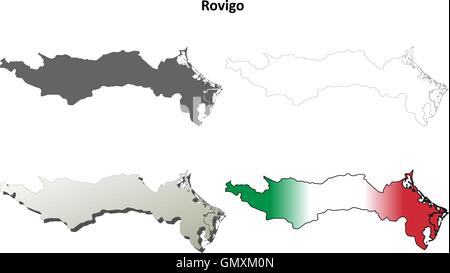 Rovigo blank dettagliata mappa di contorno impostato Illustrazione Vettoriale