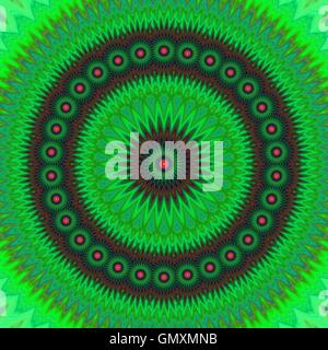 Floreale verde mandala frattali background di design Illustrazione Vettoriale