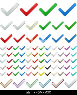 Colore arrotondati metallico confermare il pulsante set Illustrazione Vettoriale