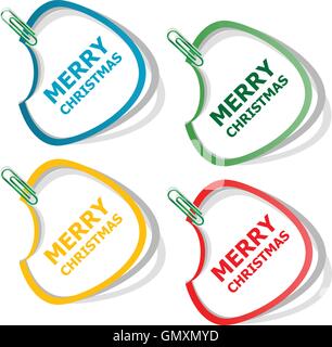 Buon Natale adesivi. concetto creativo sfondo vettoriale per il Web e applicazioni mobili, Felice Anno Nuovo. Illustrazione templ Illustrazione Vettoriale