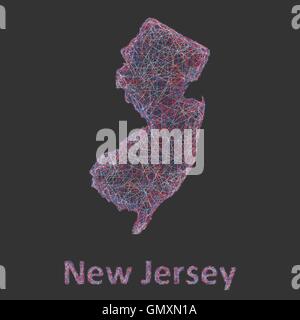 New Jersey line art mappa Illustrazione Vettoriale