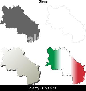 Siena blank dettagliata mappa di contorno impostato Illustrazione Vettoriale