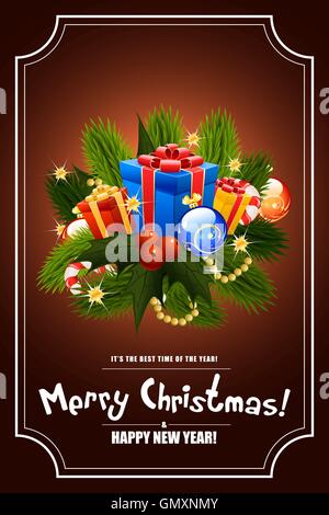 Natale biglietto di auguri. Lettering. Illustrazione Vettoriale