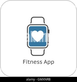 App Fitness Icona. Design piatto. Illustrazione Vettoriale