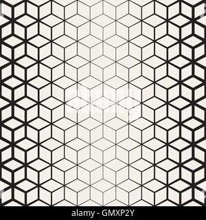 Vector Seamless in bianco e nero a rombo geometrico gradiente Halftone modello di linea Illustrazione Vettoriale