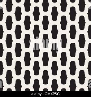 Vector Seamless in bianco e nero di forma arrotondata interallacciamento di linee di griglia Illustrazione Vettoriale