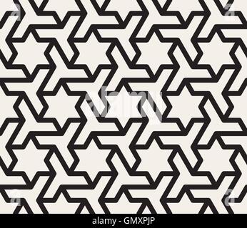 Vector Seamless in bianco e nero Star geometrica di forma di triangolo tassellazione Pattern Illustrazione Vettoriale