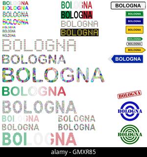 Bologna testo set design Illustrazione Vettoriale