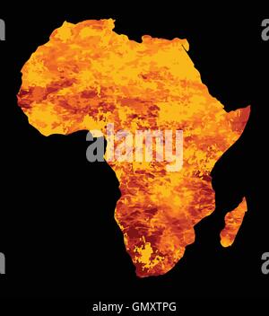 Silhouette di Africa sul fuoco Illustrazione Vettoriale