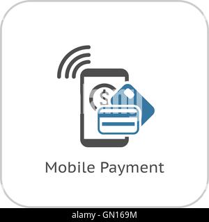 Pagamento mobile icona. Design piatto. Illustrazione Vettoriale