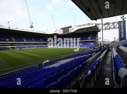 Una vista dei lavori di costruzione a White Hart Lane prima del match di Premier League tra Tottenham Hotspur e Liverpool. Foto Stock