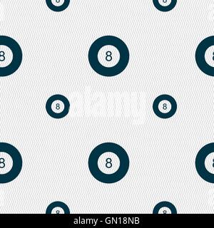 Eightball, biliardo icona segno. Modello senza cuciture con texture geometrica. Vettore Illustrazione Vettoriale