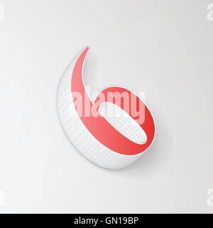 Alfabeto collezione: wireframe di 3d carattere 6, vettore Illustrazione Vettoriale