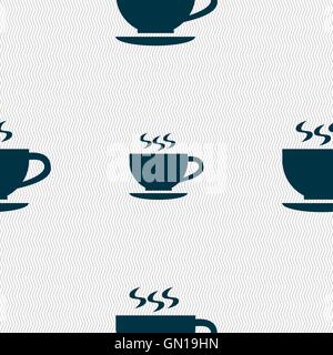 Il tè e icona di coppa del segno. Modello senza cuciture con texture geometrica. Vettore Illustrazione Vettoriale