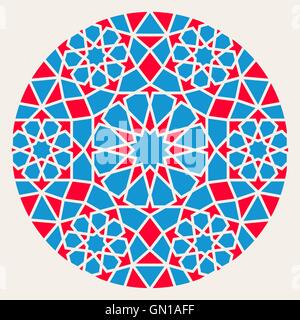 Vettore Rosso Blu islamica Rosette ornamentali cerchio elemento di design Illustrazione Vettoriale