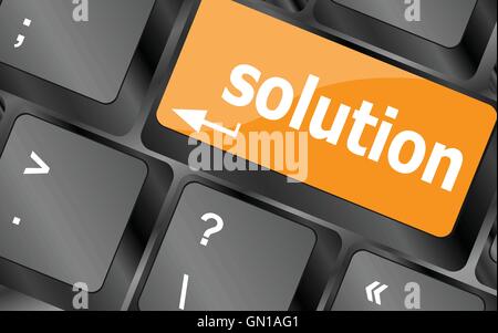 Tastiera per computer con supporto chiave. Concetto aziendale, illustrazione vettoriale Illustrazione Vettoriale