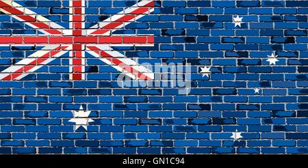 Bandiera dell'Australia su un muro di mattoni Illustrazione Vettoriale