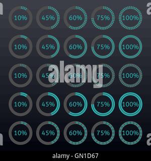 Impostare gli indicatori rotondi, illustrazione vettoriale. Illustrazione Vettoriale