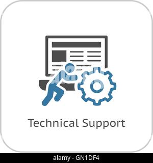 Il supporto tecnico e la relativa icona. Design piatto. Illustrazione Vettoriale