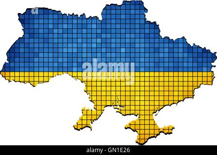 L'Ucraina mappa con bandiera all'interno Illustrazione Vettoriale