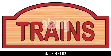Treni di legno segno Illustrazione Vettoriale