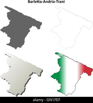 Barletta-Andria-Trani blank dettagliata mappa di contorno impostato Illustrazione Vettoriale