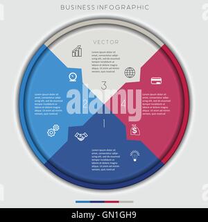 Multi-cerchio colorato numerate, quattro opzioni per Una infografica, Schema, processo tecnologico, la concezione di business Illustrazione Vettoriale