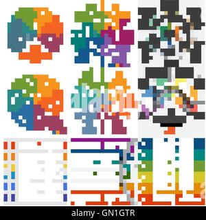 Impostare 9 modelli Infographics per attività concettuale processi ciclici a sei posizioni possibili da utilizzare per il flusso di lavoro, banner Illustrazione Vettoriale