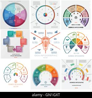 9 modelli di business Infographics concettuale processi ciclici a sei posizioni per area di testo possibile utilizzare per il flusso di lavoro Illustrazione Vettoriale