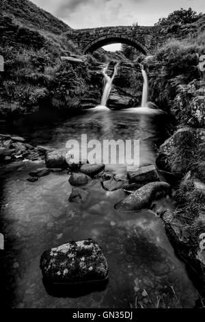 Cascata a tre Shires Testa e gerle Piscina Peak District Foto Stock