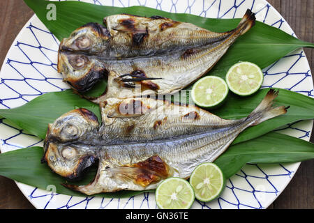 Grigliate di pesce ( sugarello ), cucina giapponese Foto Stock