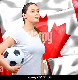 Orgogliosa donna tifoso del Canada Foto Stock