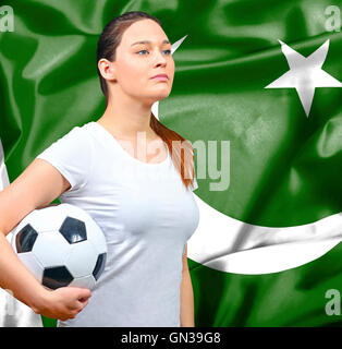 Orgogliosa donna tifoso del Pakistan Foto Stock