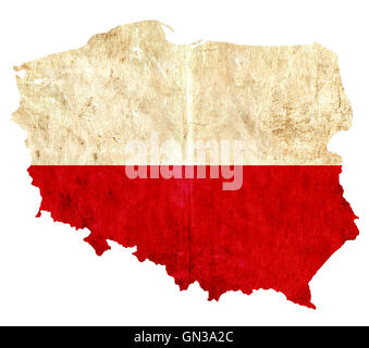 Carta Vintage mappa di Polonia Foto Stock