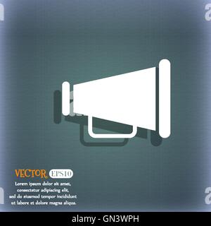 Grammofono icona web. Sul blu-verde sfondo astratto con ombra e lo spazio per il tuo testo. Vettore Illustrazione Vettoriale