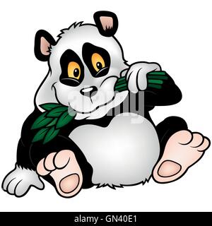 Orso Panda con ramo di bambù Illustrazione Vettoriale