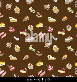 Brown torta dolce pattern Illustrazione Vettoriale