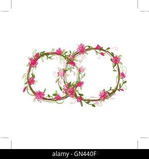 Floral gli anelli di nozze per il vostro design Illustrazione Vettoriale