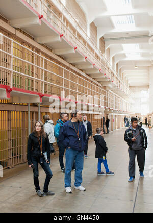 Celle di prigione, Isola di Alcatraz, roccia, San Francisco, California, Stati Uniti d'America. Isola di Alcatraz si trova nel Foto Stock