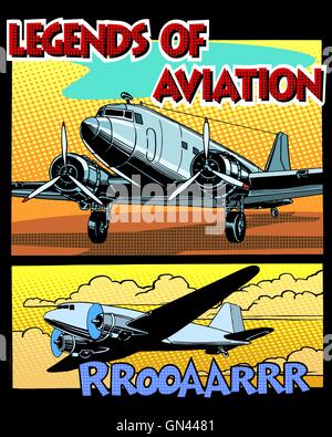 Leggende di aviazione astratta aereo rétro Illustrazione Vettoriale