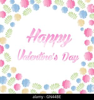 Acquerello felice il giorno di San Valentino scritte Illustrazione Vettoriale