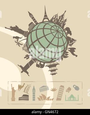 I punti di riferimento di tutto il mondo Illustrazione Vettoriale