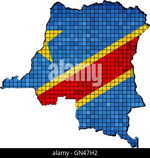 Repubblica democratica del Congo mappa con bandiera all'interno Illustrazione Vettoriale