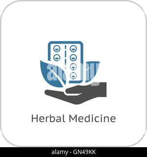 La medicina di erbe icona. Design piatto. Illustrazione Vettoriale