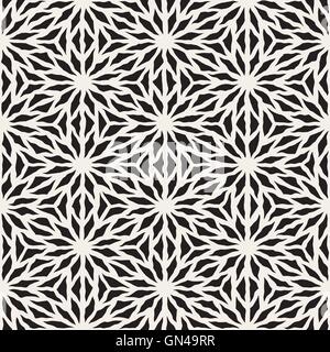 Vector Seamless in bianco e nero dipinte a mano geometrica della linea modello a stella Illustrazione Vettoriale