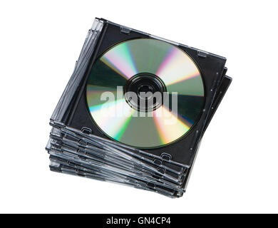 Pila di dischi vergini in caso di storage su mandrino. La capacità del tubo  di plastica è fino a centinaia di CD Foto stock - Alamy